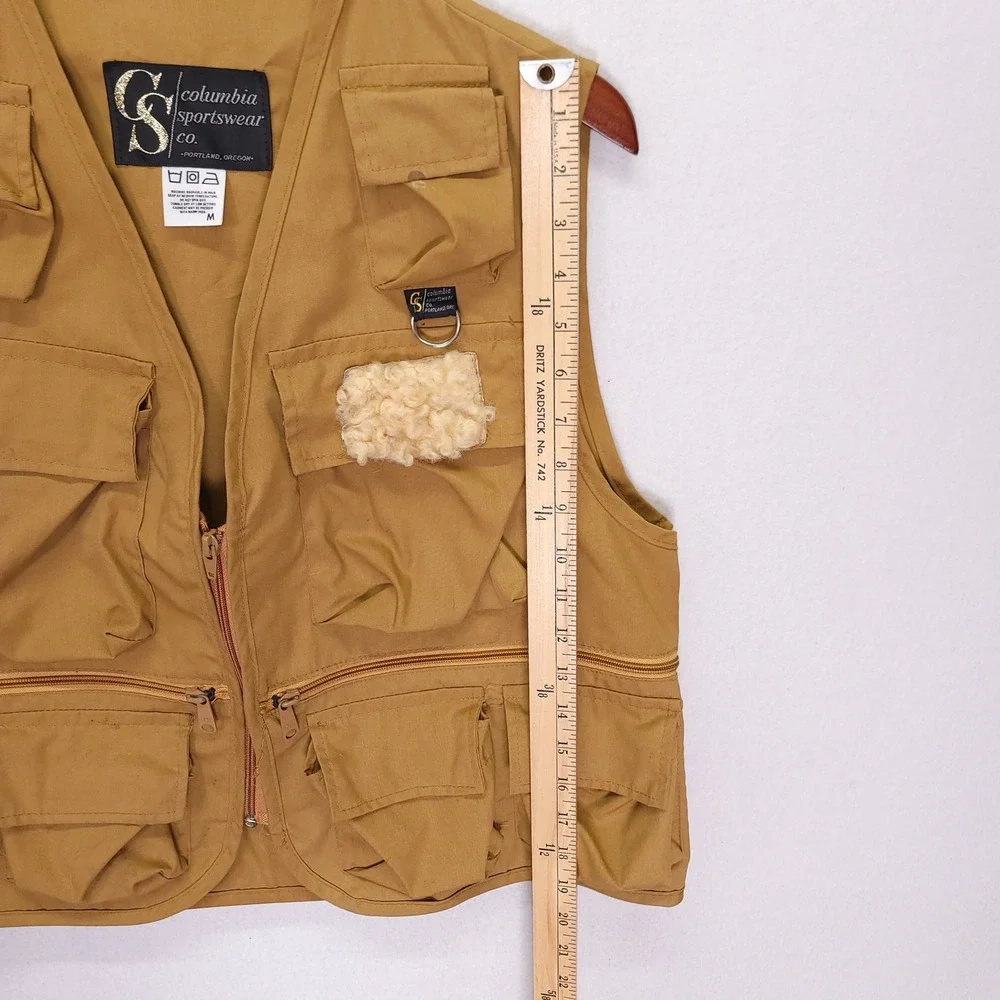 Vintage‎ Columbia Sportswear Fishing Vest Tan Multi-Pocket Utility Mens Medium